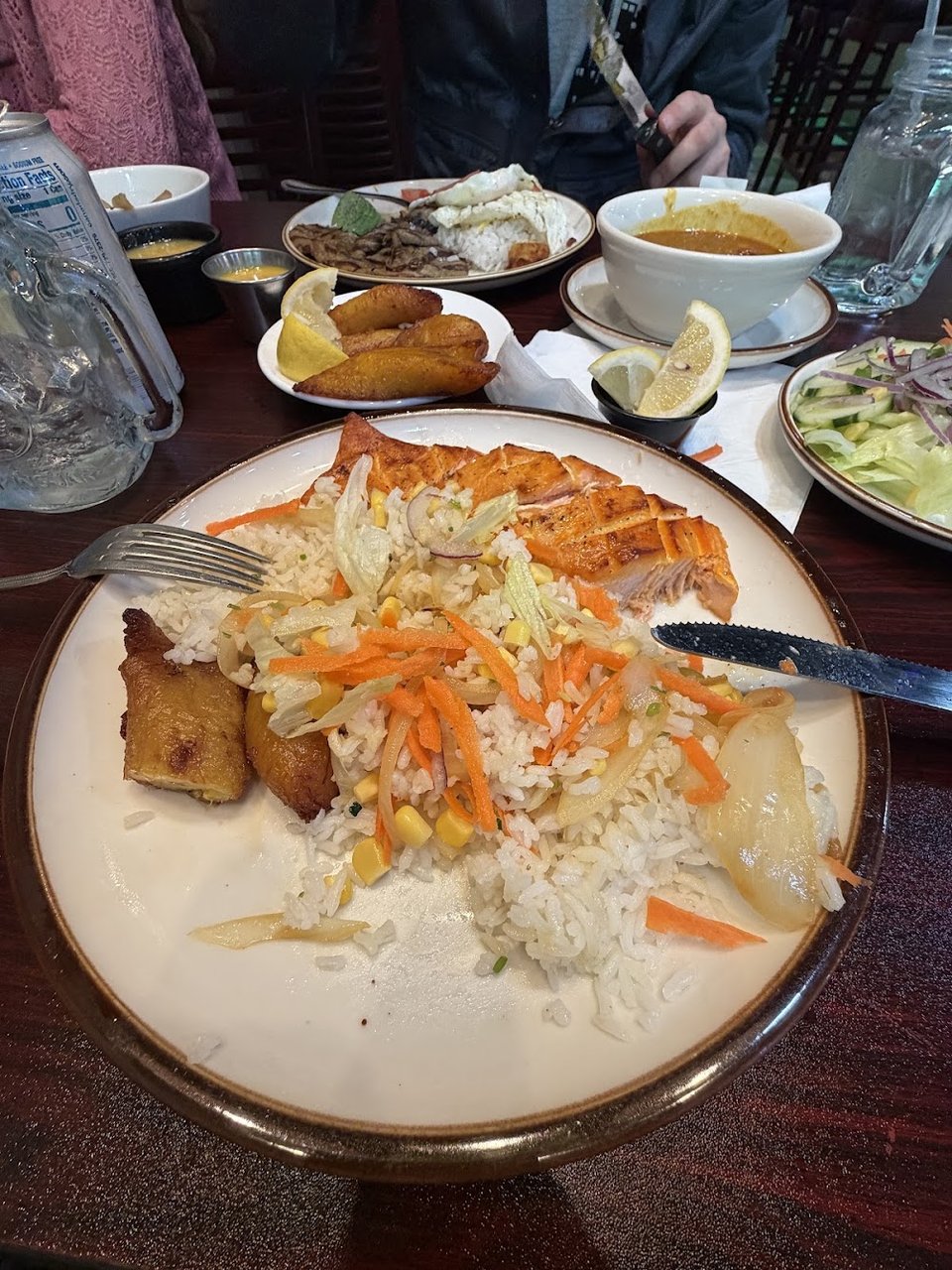 Grilled Salmon with Rice Dish
