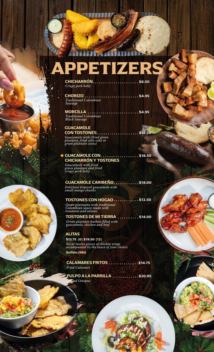 Restaurant menu featuring hot drinks and juices.